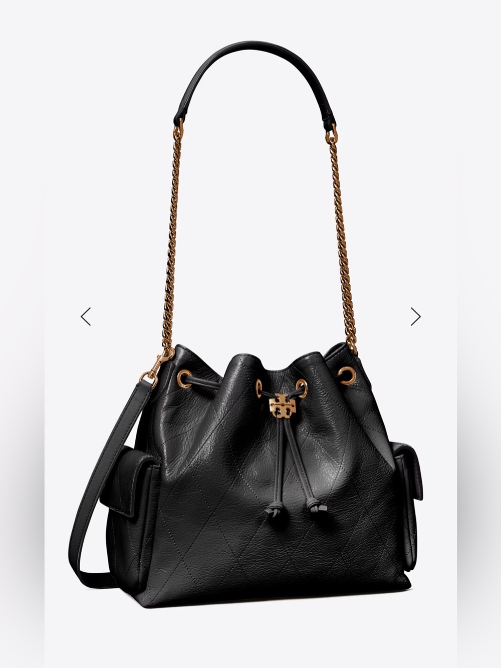 NWT: Tory Burch Drawstring Bag (black, small)
